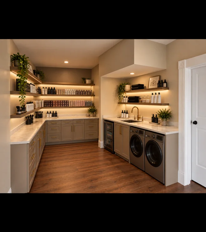Concept rendering of salon amenities and storage space